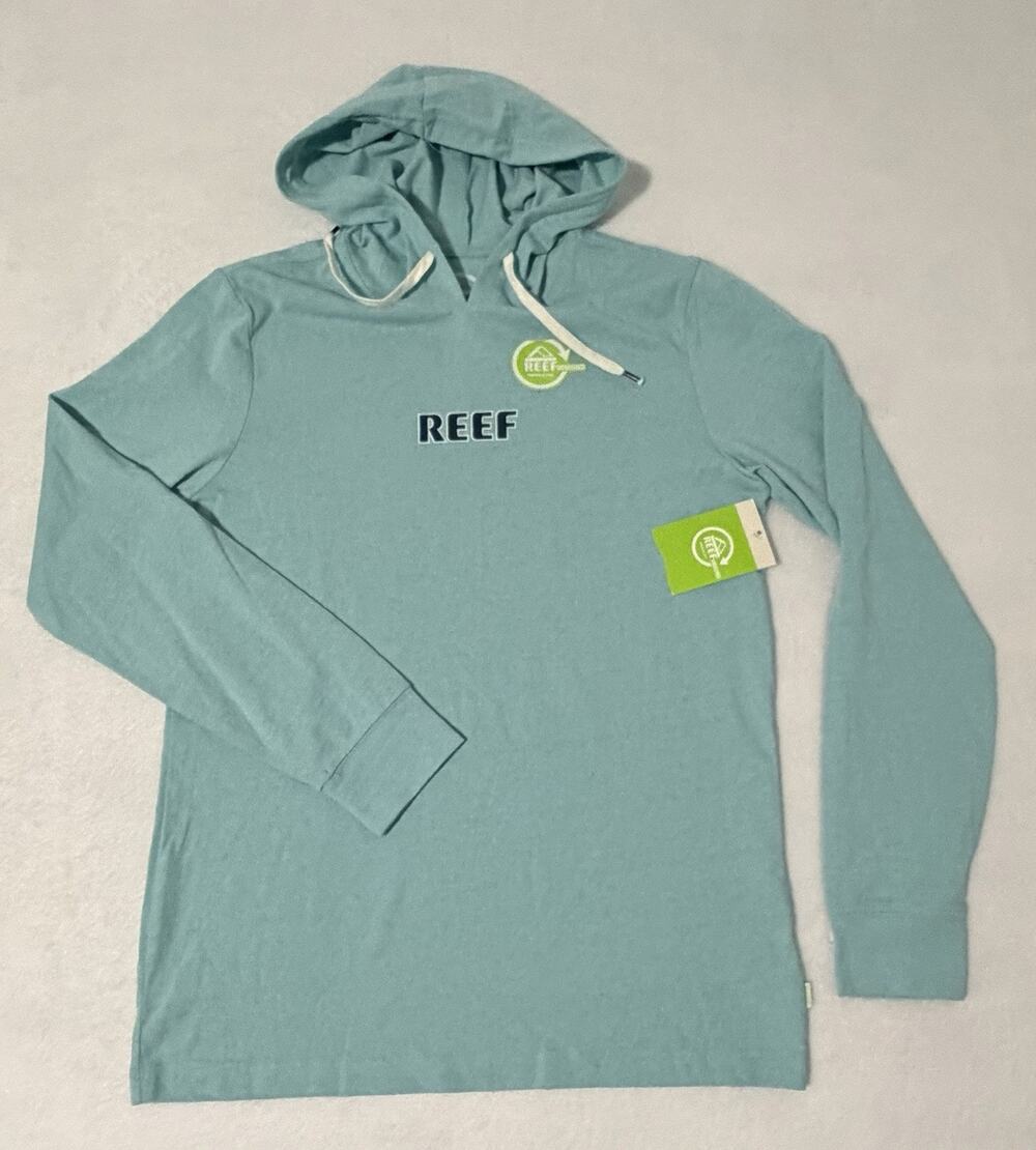 Reef Mens Turquoise Pullover Hoodie Light Size Medium NWT
